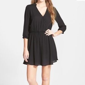 Lush Small Black Faux Wrap Dress